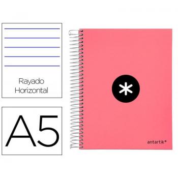 Cuaderno Espiral Liderpapel Antartik A5 120h Horizontal 100g Coral