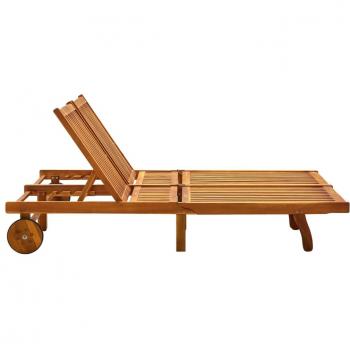 2-Person Acacia Wood Garden Sun Lounger with Cushions