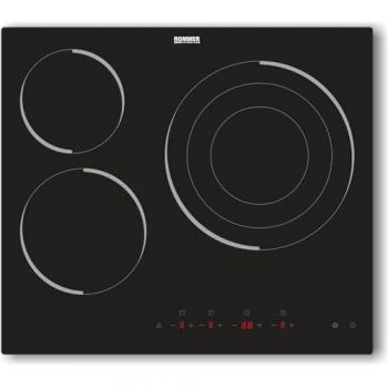 Vitrocerámica Rommer VTM-60, Independiente, 3 Zonas de Cocción, 5700W, Ancho 59 cm
