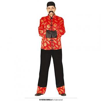 Disfraz de Mandarin Adulto Talla L 52-54 - Disfraz Chino y Japonés Rojo y Negro para Fiestas