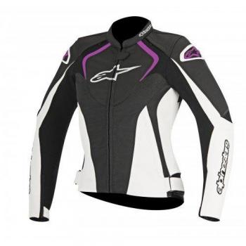 Alpinestars cazadora moto STELLA Jaws piel, negro/blanco/Fucsia, Talla 40