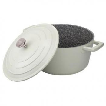Cazuela Baja Redonda con Tapa de 4L, Acero Fundido, Apta para Hornos, Resistente a los Rayones, Revestimiento Antiadherente, Verde Bosque