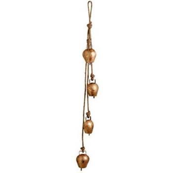 Lámpara colgante de 4 campanas en metal dorado antiguo Aubry Gaspard