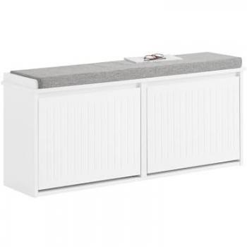 Banco Zapatero Multifuncional con Asiento y 2 Solapas Blanco FSR98-XL-W 100 x 26 x 46 cm