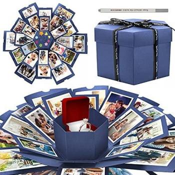 WisFox Explosion Box, Creativo DIY Hecho a Mano Sorpresa Explosión Caja de Regalo Amor Memoria, Álbum de Fotos de Scrapbooking Caja de Regalo para Cumpleaños Día de San Valentín Aniversario Navidad