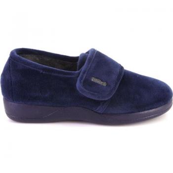 DEVALVERDE 1149 Zapatillas de casa cerrada con cuña de mujer azul marino con velcro