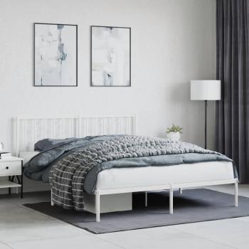 Cama Metal Blanca con Cabecera 160x200 cm