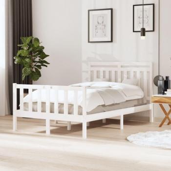 Estructura de cama de madera maciza redonda blanca 120x200 cm
