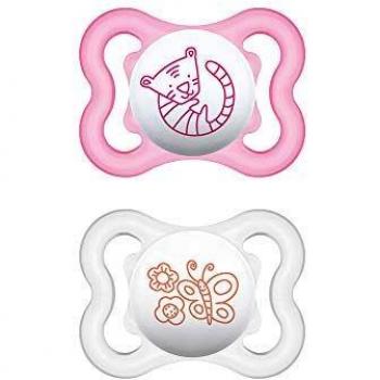 MAM Chupete Air S229 - Escudo con orificios extra grandes para pieles sensibles, con Tetina de Silicona SkinSoftTM ultrasuave, para Bebés de 0+ meses, Rosa