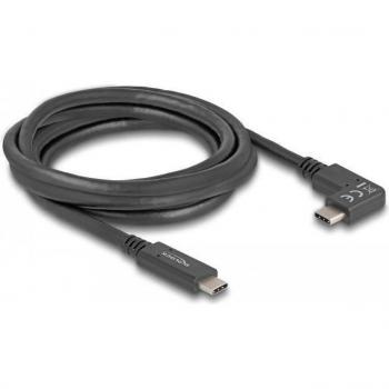 Cable USB 3.0 Tipo C Acodado a Izquierda/Derecha 2m, 5 Gbps, Power Delivery 60W, Soporta 4K 60Hz - Negro