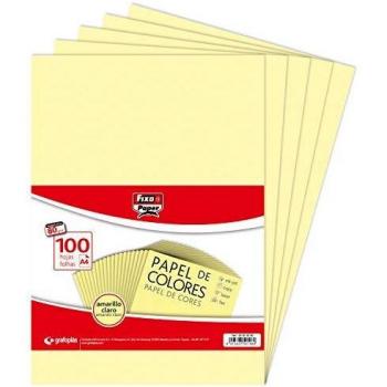 Fixo Paper 65009260. Paquete de 100 Hojas 80 g, Papel, Amarillo Claro, A4