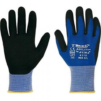 Guante Mecánico de Nylon y Nitrilo-PU, Modelo Agility Touch H4115, Talla 8, Color Azul/Negro - JUBA