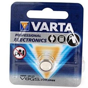 Varta Pila de botón V8GS / V391, pila de reloj de 1,55V, pilas de botón en un blíster original de 1 unidad, Plata