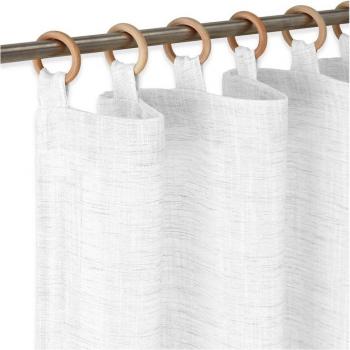 Cortina visillo semitransparente con anillas de madera 140x260 cm