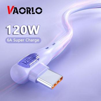 Cable de Supercarga VAORLO 90° 120W 6A Carga Rápida Tipo C USB C Línea de Datos 1M/2M Azul