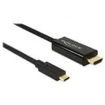 DeLOCK 85291 Adaptador de Cable de Vídeo USB-C a HDMI 2m, Negro, Tipo C Macho a HDMI Macho, DP Alt Mode, Resolución 4K a 60 Hz