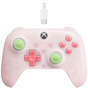 Controlador con cable 8BitDo Ultimate Mini para Xbox Series y PC, Joystick de efecto Hall, Anillo de fuego RGB, Color rosa translúcido