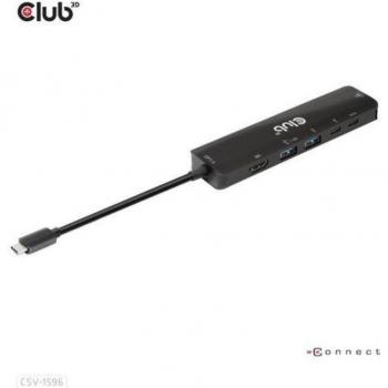 Base para portátil y replicador de puertos USB 3.2 Gen 1 (3.1 Gen 1) Type-C Negro CLUB3D CSV-1596 con cable USB-C de 1 metro Club-3d Cable Usb-c