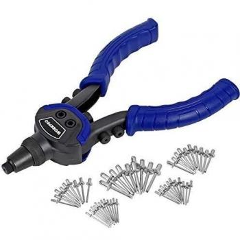 WORKPRO Remachadora Manual con 5 Nasales para Trabajos Pesados 100 Remaches Incluidos