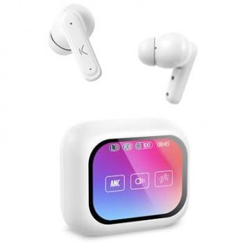 Auriculares Inalámbricos Ksix Vision con Cancelación Activa de Ruido (ANC), Pantalla TFT de 2.01, Autonomía de 6+20 horas, Control Táctil, Llamadas y As