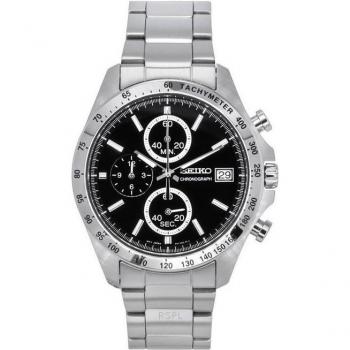 Seiko Spirit Stainless Steel Quartz Chronograph Men's Watch with Black Dial SBTR005 100M