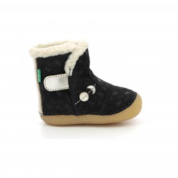 Kickers So Windy Girls' Nubuck Ankle Boots - Navy Blue and Gold Fantasy