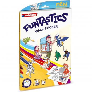 Edding 4-51160 Funtastics Wall Sticker - Set de pegatinas de pared para colorear con rotuladores [Importado de Alemania]
