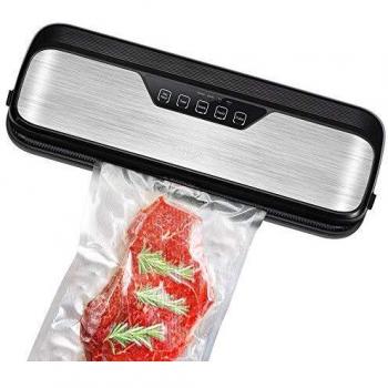 Muzili Envasadora al vacio Auto/Manual Sellador al Vacío de Alimentos 320mm Ancho 50dB bajo Ruido, Seco/Húmedo Máquina de Sellador para Todos los Alimentos, 10 Bolsas al Vacío Cortador y Marcador