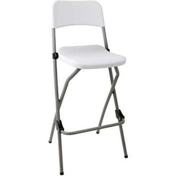 Bolero. 2 Taburetes altos, plegables, portátiles de alta, con asiento de plástico y marco de acero inoxidable, para la cocina.