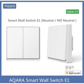 Interruptor de Pared Inteligente Xiaomi Aqara E1 ZigBee 3.0 con Cable Neutro Compatible con Aqara Homekit 2 Teclas Blanco