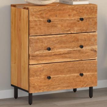 Armario auxiliar de madera maciza de acacia 60x33x75 cm