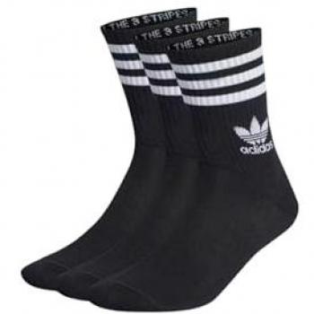 Adidas Solid Crew 3 Pack Unisex Mid Cut Socks - Black - Size: 37-39