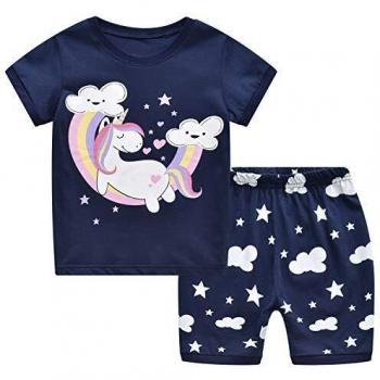 MIXIDON Niña Pijamas Unicornio Infantil Verano Ropa Chica Manga Corta