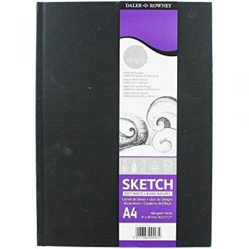 Daler Rowney Simply Cuaderno de Dibujo Cosido A4 54 Hojas 100g/m2 - Cubierta Rígida - Color Blanco