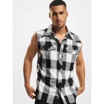 Brandit Men's Sleeveless Checked Shirt - Black/White - Sizes S to 5XL
