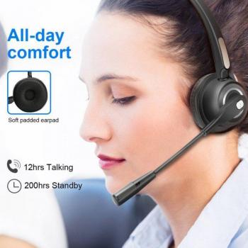 Auriculares Bluetooth BH520 Inalámbricos con Cancelación de Ruido, Over-the-Head para Conductores de Camión y Oficina