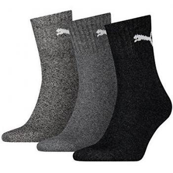 Puma Unisex Short Crew Socks 3-Pack - Grey/Black/Anthracite, Size 39-42