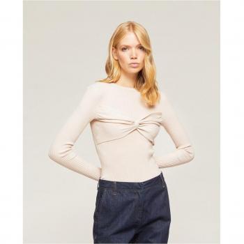 Jersey de mujer de canalé con detalle de nudo
