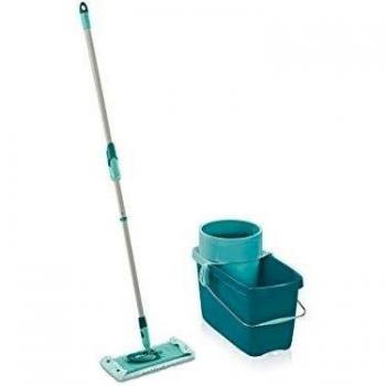 Set Leifheit Mopa con cubo escurridor Clean Twist M, mopa fregona con cubo, mopa plana con mecanismo de centrifugado, 33 cm de anchura de pasada