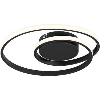 Lindby Kyron lámpara LED de techo moderna en negro mate, fabricada en aluminio, ideal para salón y comedor, tipo plafón LED