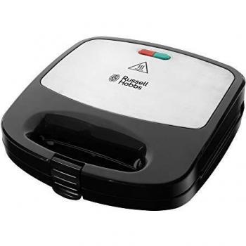 Russell Hobbs Sandwichera Fiesta 3 en 1 - 3 Placas Extraíbles: Sándwiches, Gofres y Grill, Revestimiento Antiadherente, Fácil Limpieza, Indicador Luminoso, 750 W, Negro y Plata - 24540-56