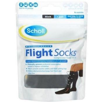 Scholl Flight Socks - Calcetines de compresión, talla 3-6, color negro