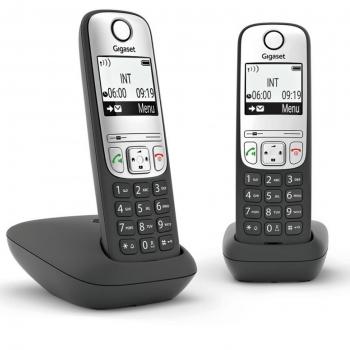 Gigaset A690 Duo Teléfono Inalámbrico Analógico con Identificador de Llamadas, Agenda para 100 Números y Color Negro Plata