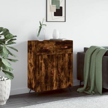Aparador de madera de ingeniería 69,5x34x90 cm en color roble ahumado, mueble de almacenaje para salón, buffet y armario auxiliar