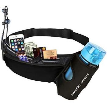 Riñonera Deportivo Cinturón Running Belt con Botella Agua Bolsa Impermeable, Conveniente para iPhone 8/8 plus/X/XS/XS MAX/XR, Para Deportes Al Aire Libre Fitness Senderismo, Ciclismo, Jogging, Caminar