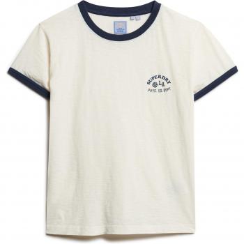 Superdry Women's Off White Beach Graphic Fitted Ringer T-shirt