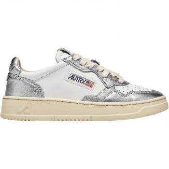 Autry Women's Low Leather Sneakers - Silver Bicolor, Size 38