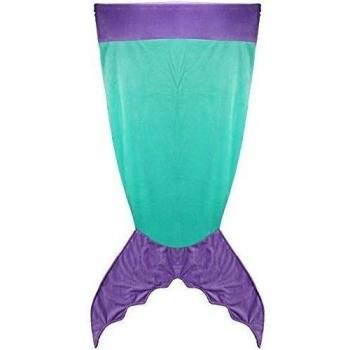 Minetom Niños Mermaid Blanket Cola De Sirena Mantas Traje De Cosplay De Lana Sleeping Bag Para Niñas Verde-Morado One Size
