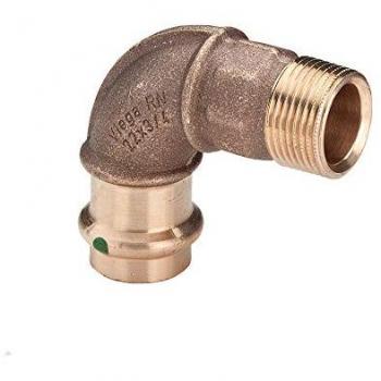 Curva Sanpress 90° de Bronce 15 mm x 1/2 con SC-Contur