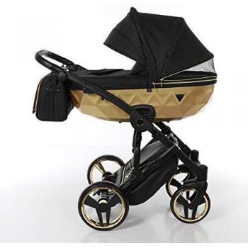 Cochecito Multifuncional Junama Mirror Satin 2 en 1 con Estructura Dorada